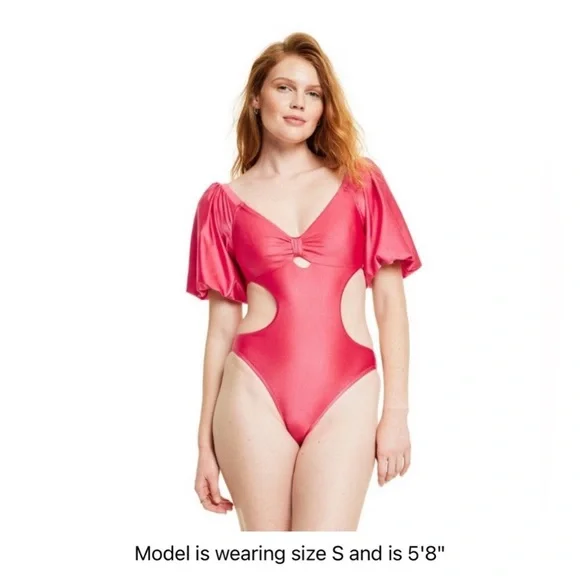 Fe Noel x Target metallic puff sleeve swimsuit 3X NWT - Picture 3 of 6
